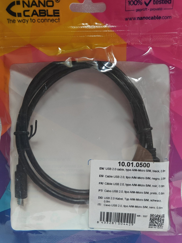 USB-kaapeli 0,8m - Nanocable