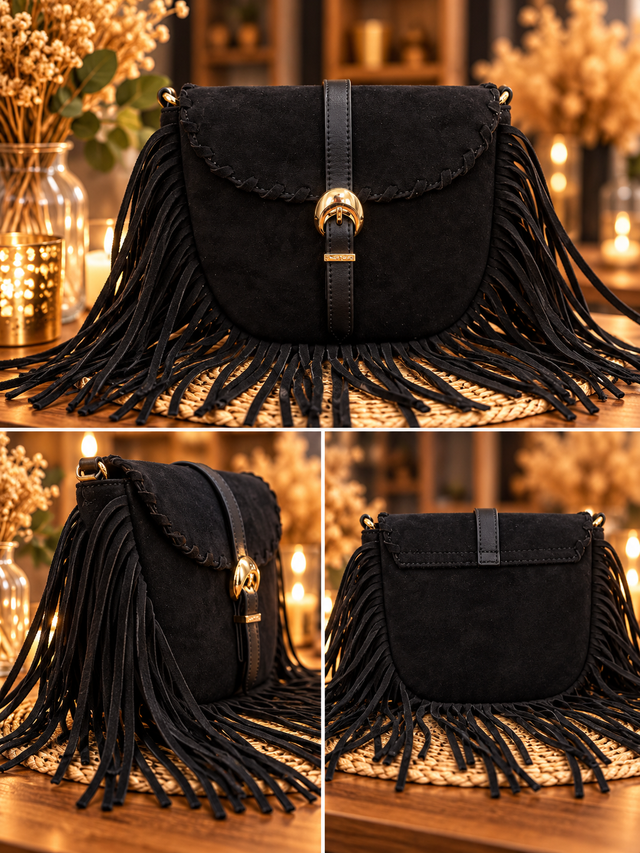 Sac à franges – Noir