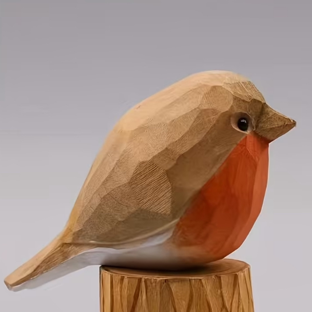 Hand Carved Wooden Robin