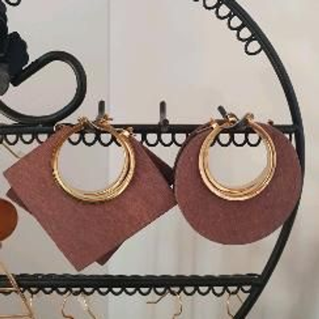 Ohrringe rund/eckig Holz 