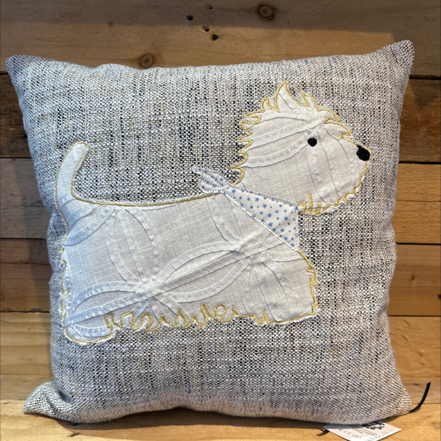 White Dog Cushion 