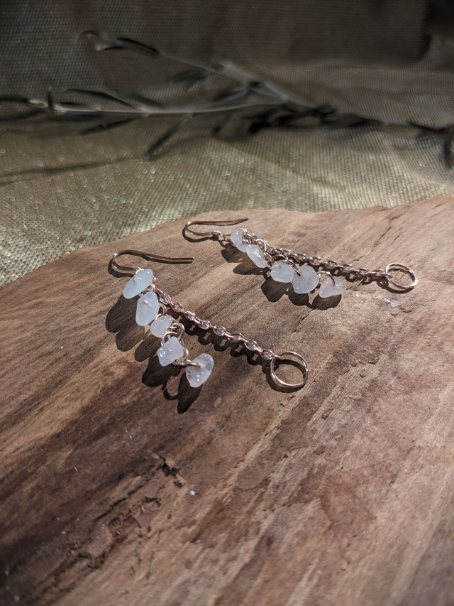 "Babello" - Crochets Quartz &amp; Or Rose, Or Laminé (Gold Filled)