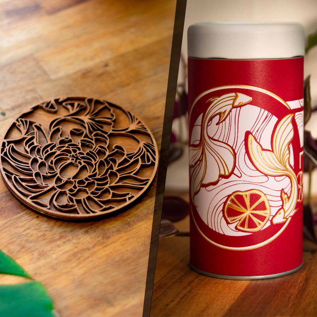Pack complet dragon - Tasse, sous tasse + boîte à thé