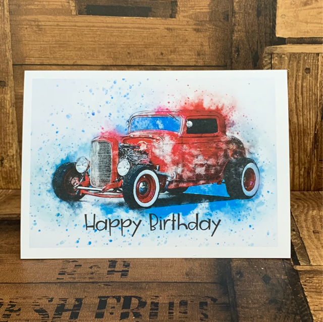 Red Car Birthday Card 