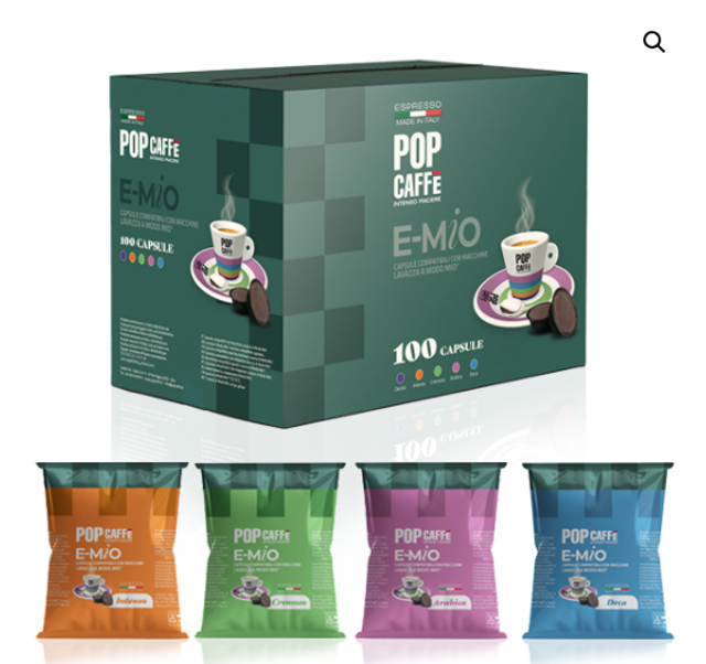 Capsule E-Mio Miscele Intenso, Cremoso, Arabica e Deca. Compatibili con Lavazza A Modo Mio