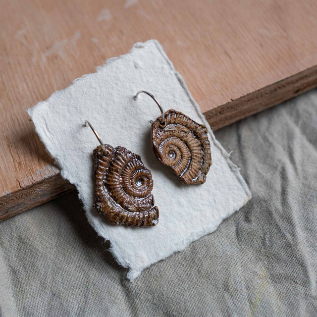 Woodfired Ammonite Earrings 