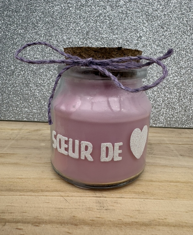 bougie bocal rose SŒUR DE CŒUR phospho