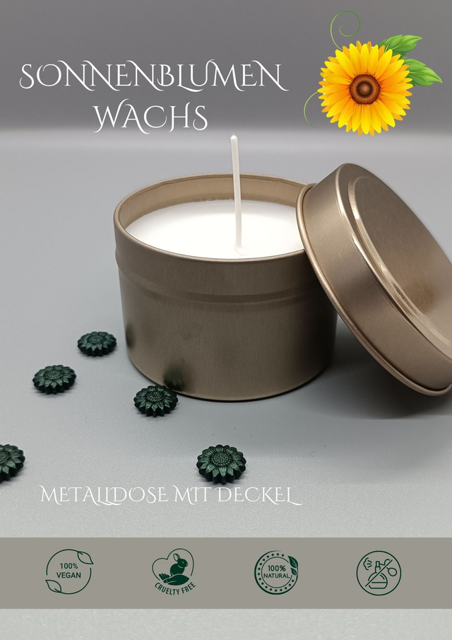 Sonnenblumenwachs Kerze AluDose/ rose gold