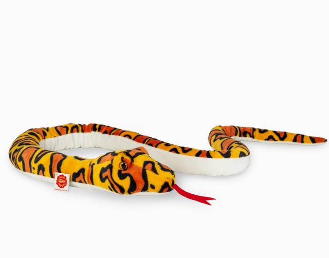 Serpent orange-jaune en peluche de 175 cm - jouet en peluche