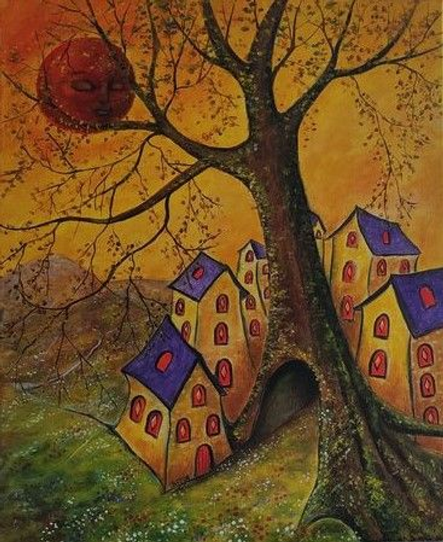 Le village sous la lune. Vendu