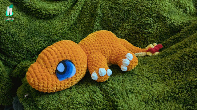 Salamèche endormi - Peluche en crochet 
