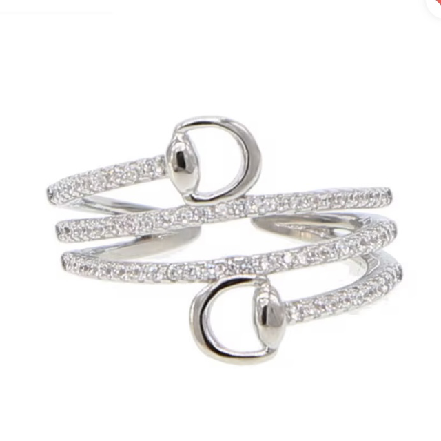 Adjustable Sparkle 925 Silver Plated Snaffle Ring