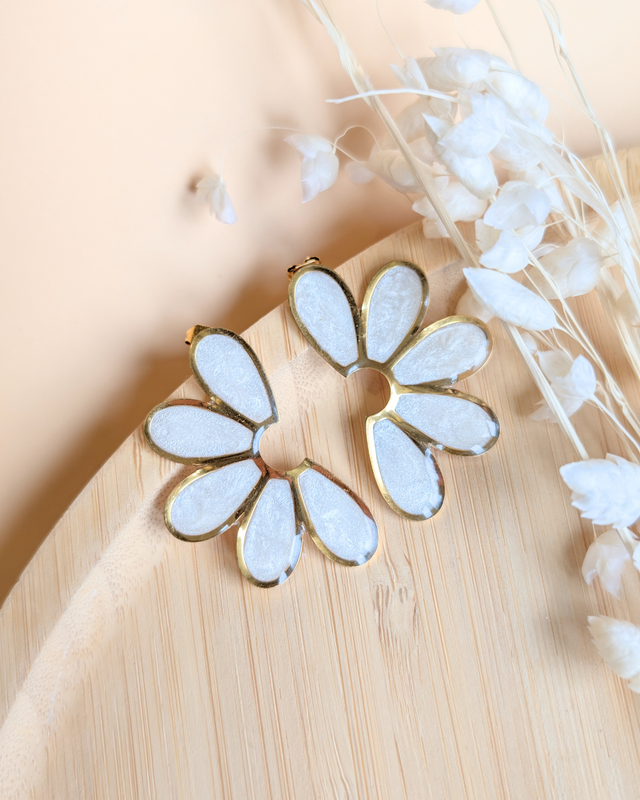 Marga - Boucles d’oreilles en résine faite main