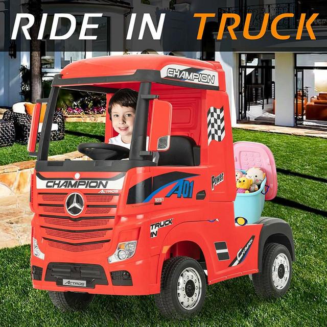 Licensed Mercedes Benz Actros Red 24V Electric Ride On Truck  