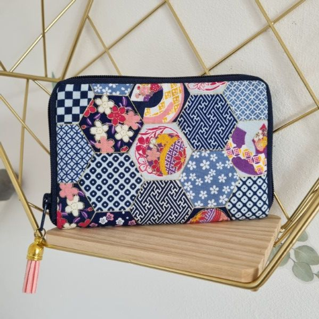 Portefeuille court zippé "Yosetsu" bleu