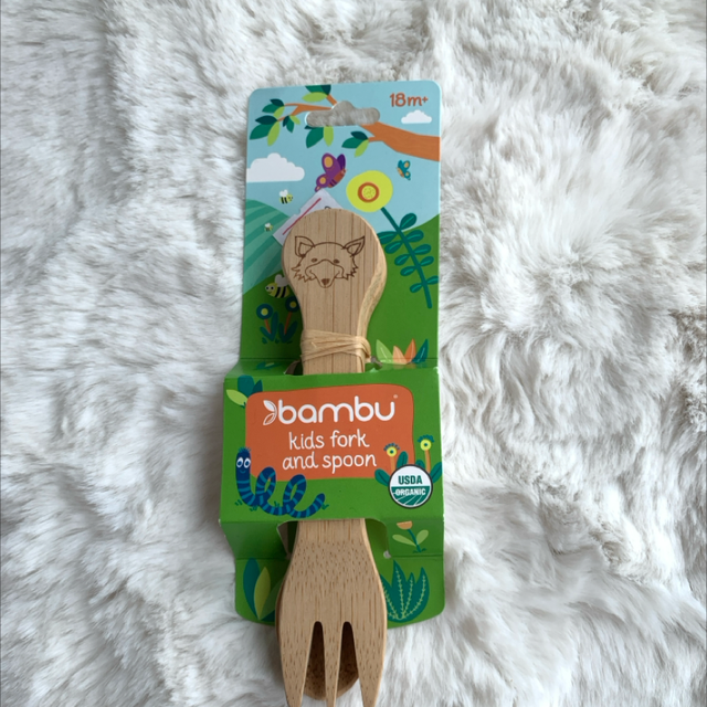 Bamboo kids fork and spoon set