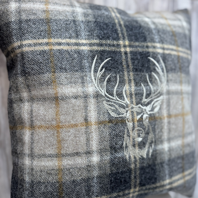 16” lambswool stag cushion
