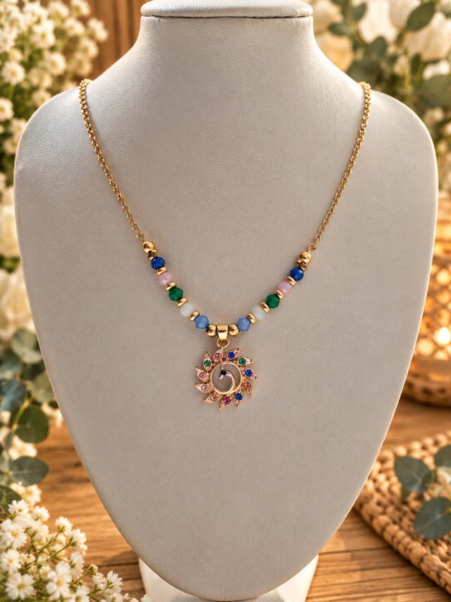 Collier soleil, cygne multicolore