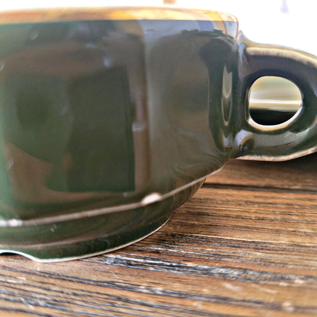 X Tasses expresso bistrot Apilco Pillivuyt, vert impérial liseré doré