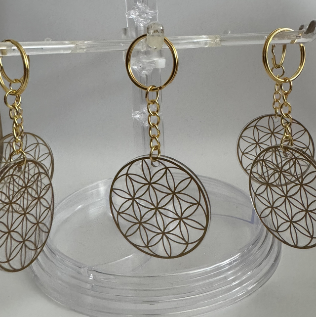 Schlüsselanhänger Blume des Lebens – goldfarben 