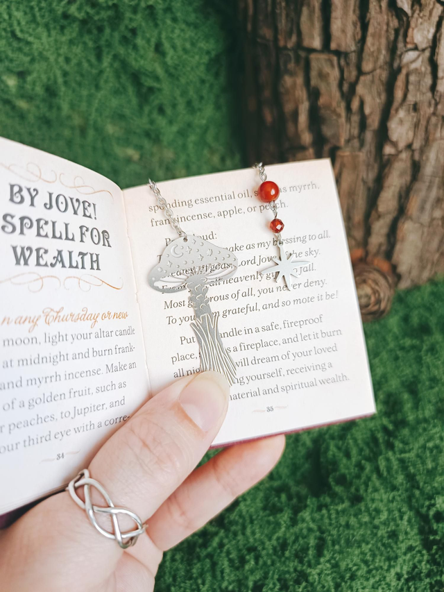 MARQUE-PAGE - CHAMPIGNON (cornaline et grenat)