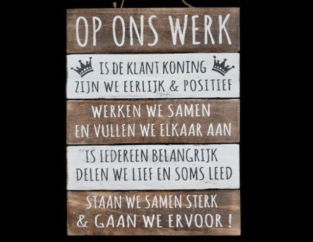 WOODART | Tekstbord - Op ons werk