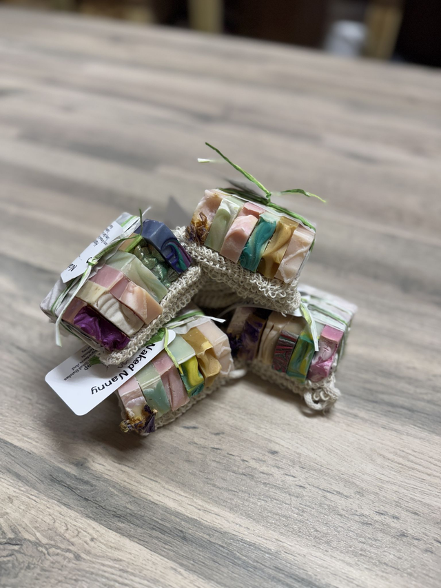Rustic Soap Bundle - 6 x Quarter Bars with Sisal Soap Saver. 
