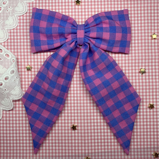 Pink &amp; Blue Gingham Hair Bow