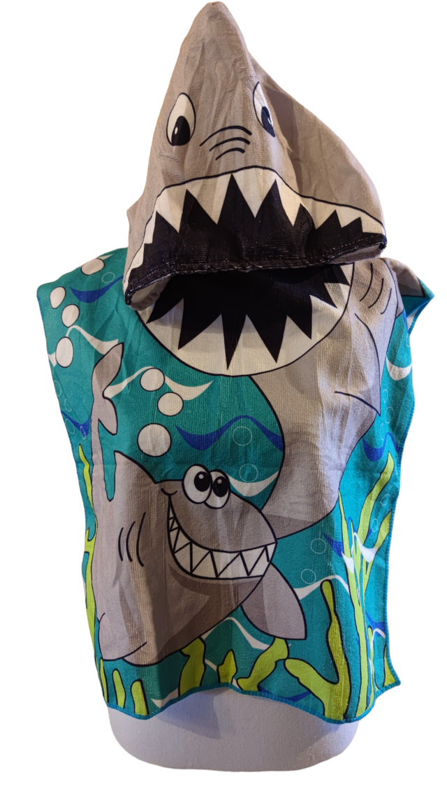 Poncho de bain avec capuche requin 