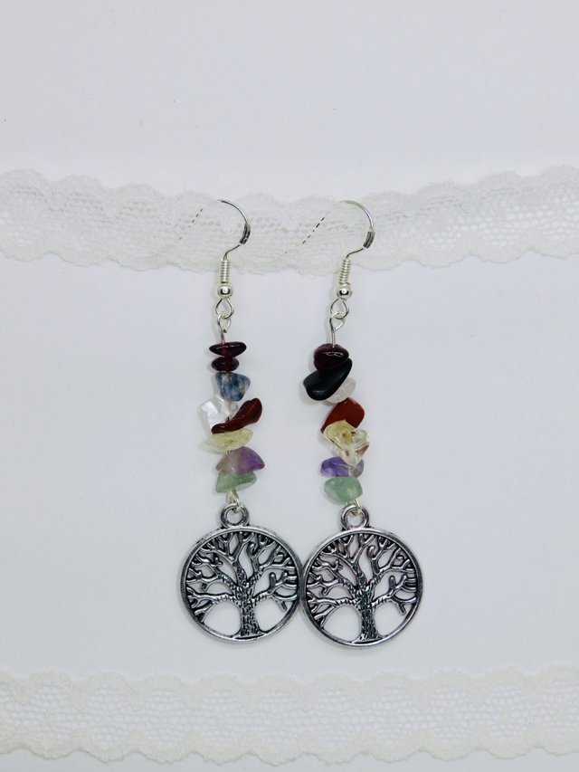 Boucle d'oreille pendante 7 Chakras