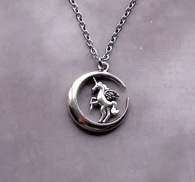 Unicorn and Moon Necklace