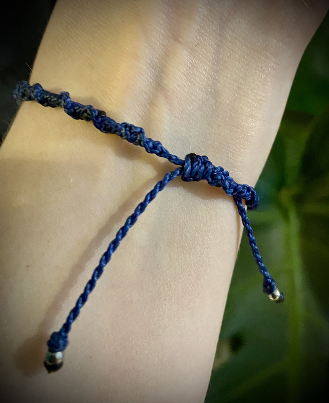 Bracelet macramé et perles d'Aquamarine (Aigue-Marine)