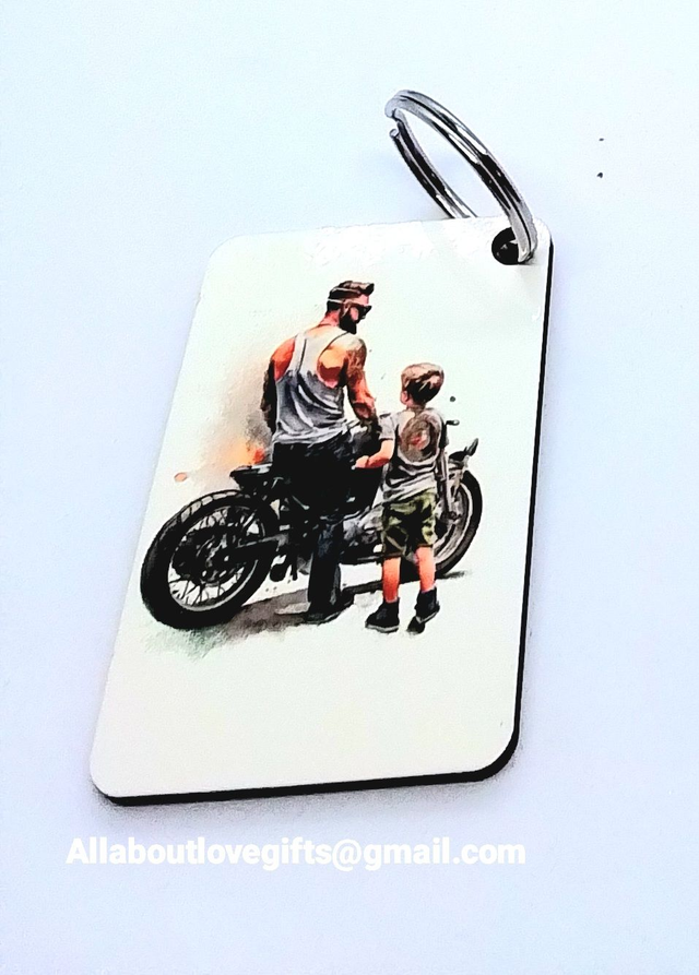 Keyring Hand Designed Man and Boy Bike Design