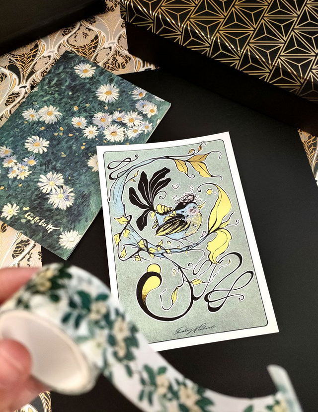 Oiseau Art Nouveau - PRINT DORÉ A5