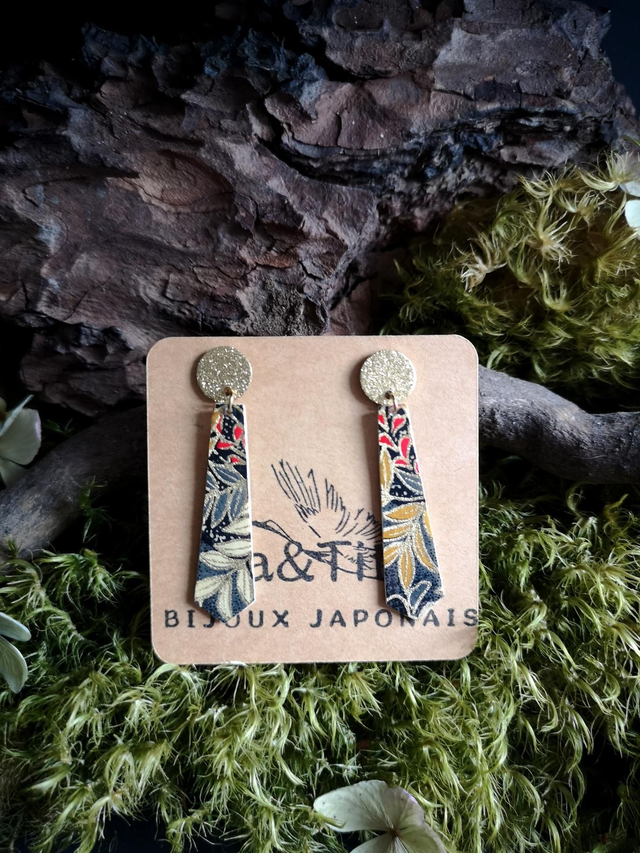 Boucles d'oreilles - puces - papier washi - fleurs - La&Titia 
