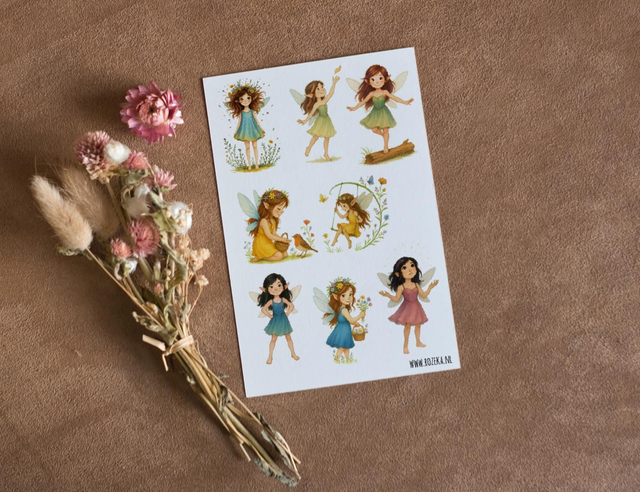 Stickervel Feeën - "Speelse Bloemenfeetjes" - Rozeka