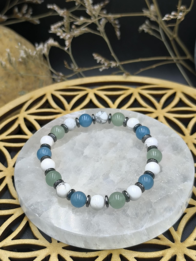 BP.019 Bracelet howlite, quartz, aventurine 