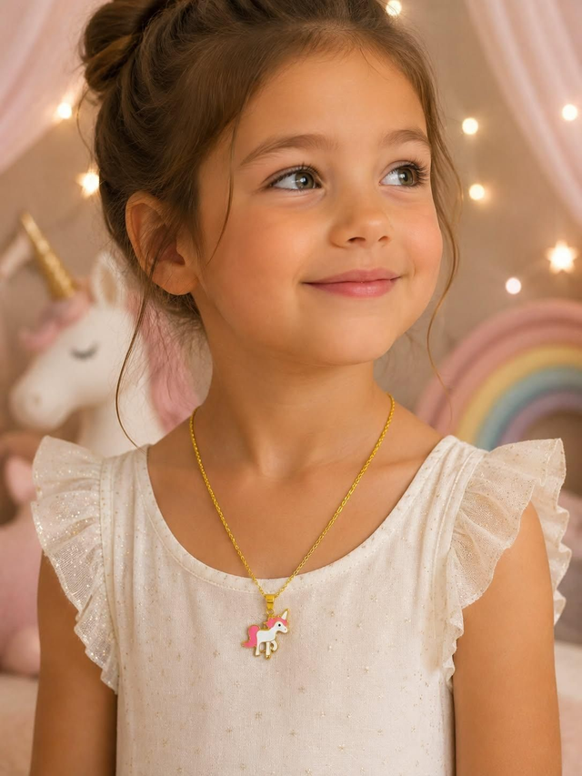 Collier licorne rose et dorée