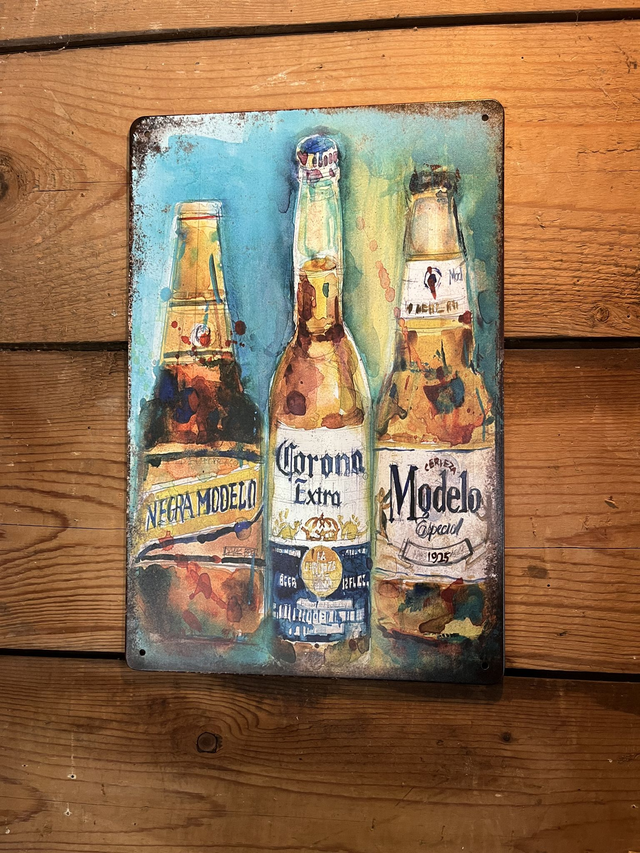 Metalen bierbord bierflesjes - 20 X 30 cm