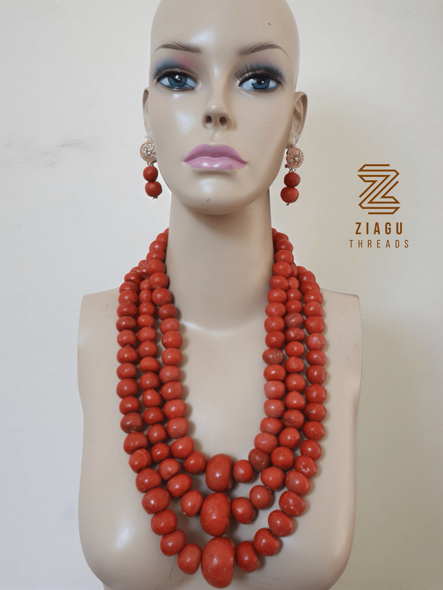 Coral Bead Necklace and Earring Set | Ziagu 