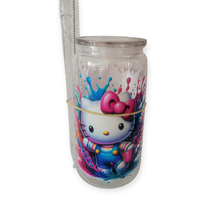 Gourde avec paille en plastique Hello kitty 