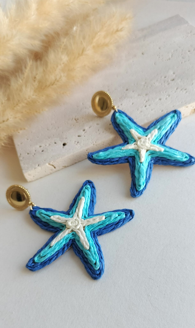 Boucles d&#039;oreilles Etoile de mer bleu