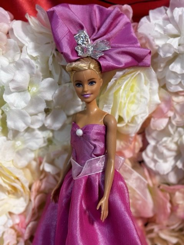 Poupée – Robe rose & Coiffe assortie - Fait main