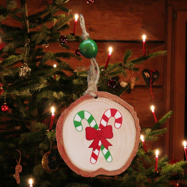 Wood Slice Festive Christmas Hanging – Write Your Own Message