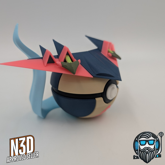 Pokéball décorative Lanssorien - Dragapult – Objet collector Pokémon – Impression 3D PLA