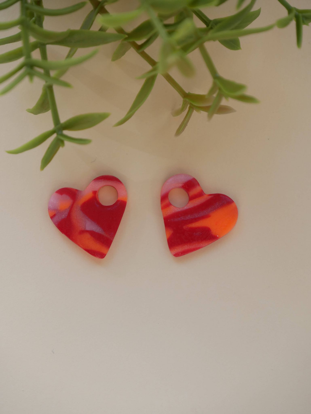 Coeurs rouge / orange fluo