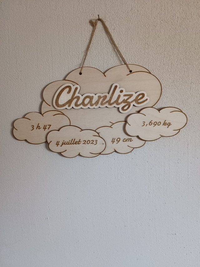 Pancarte naissance nuages