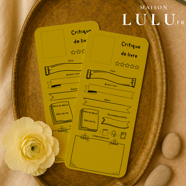 Marque page, Signet critique de livre, 11 couleurs