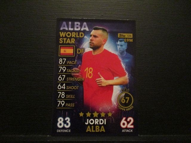 Jordi Alba - World Star Match Attax 101 Original Trading Card
