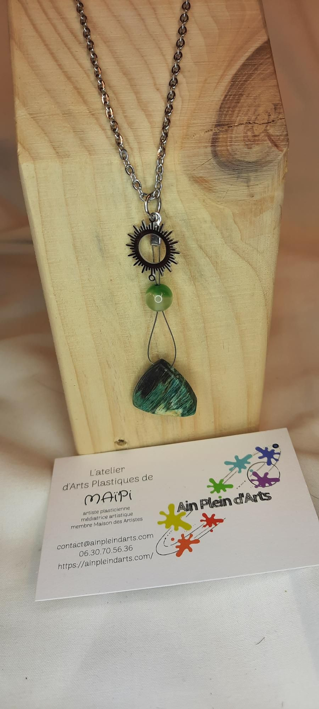 Collier peuplier vert agathe soleil ec